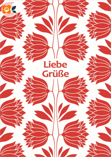 Postkarte Liebe Grüße, Vintageblumen