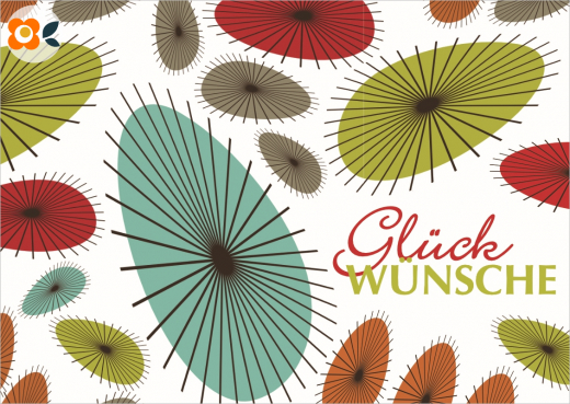 Postkarte Glückwünsche, 60er Kreise
