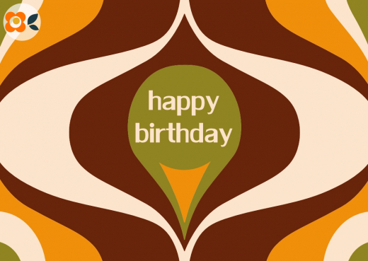 Postkarte Happy Birthday, Ogee Retro