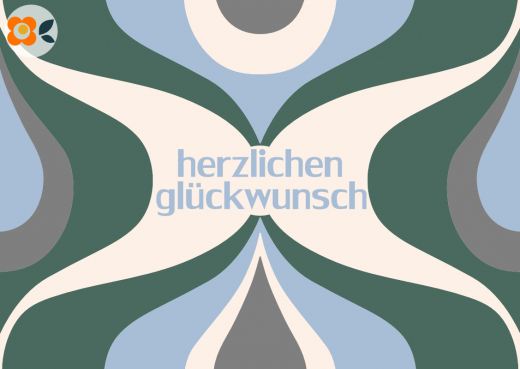 Postkarte Herzlichen Glückwunsch, Ogee blau