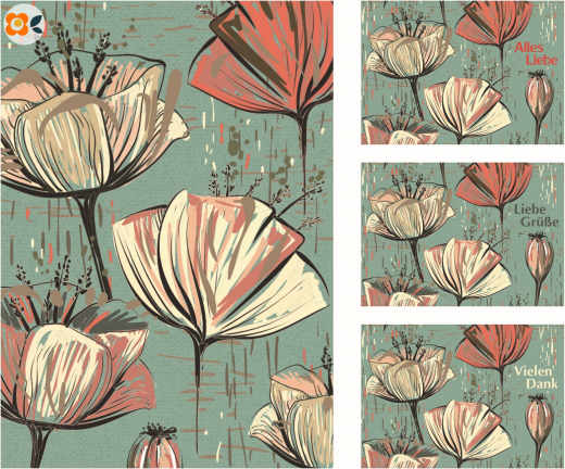 Postkarten-Set Vintage Blumenwelt