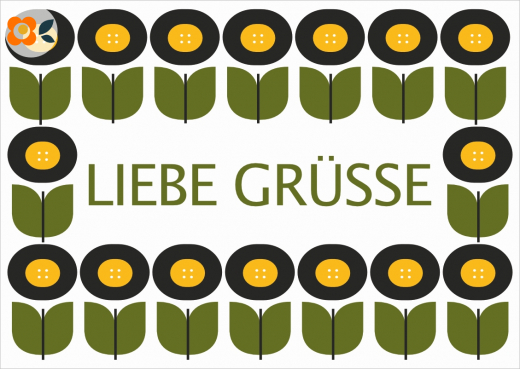 Postkarte Liebe Grüße, Retro Tull