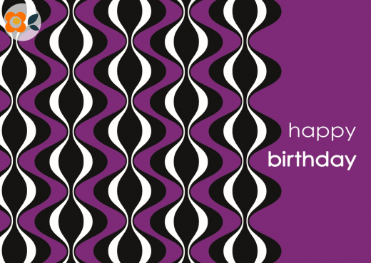 Postkarte Happy Birthday, 70er Welle