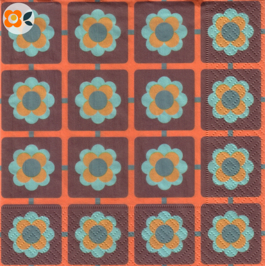 Lunchservietten Retro-Blüten-Kacheln