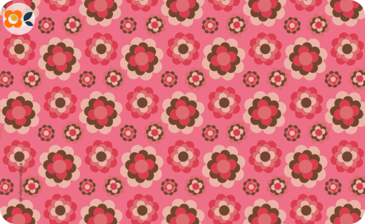 Frühstücksbrettchen Retroblüten auf Pink