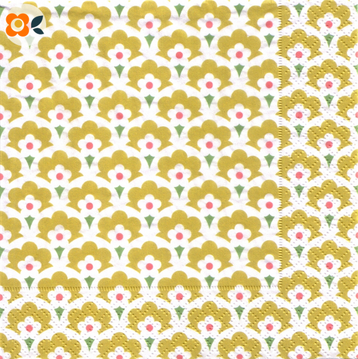 Lunchservietten Skandinavisches Blumen Retro
