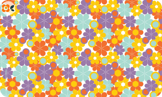 Frühstücksbrettchen Retro-Pop Blumen lila