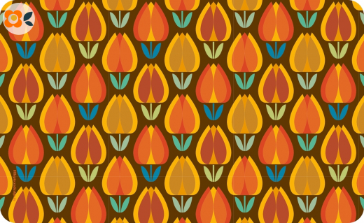 Frühstücksbrettchen Farbenfrohe Retrotulpen