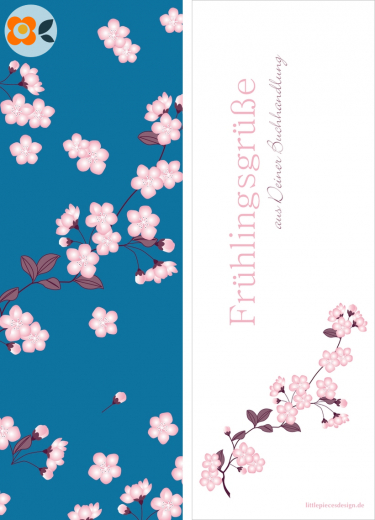 Lesezeichen Frühlingsgrüße, Kirschblüte