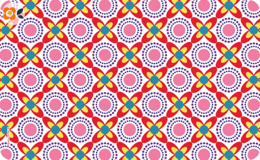 Frühstücksbrettchen Sommer-Mosaik, rot/gelb