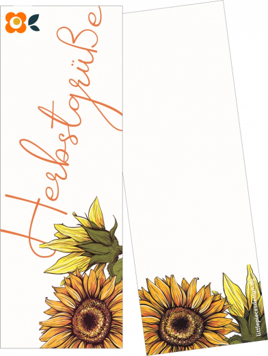Lesezeichen-Geschenkkarte Herbstgrüße, Sonnenblumen