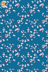 Geschenkpapier Kirschblüten auf Blau