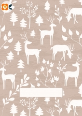 Postkarte, Monatskarte Wald mit Hirschen