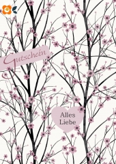 Postkarte Gutschein Kirschblüte, Alles Liebe