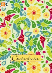 Postkarte Gutschein, Blumenornament