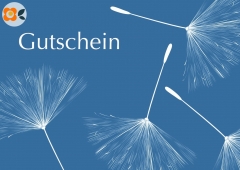 Geschenkgutschein, Pusteblume auf Blau (15 EUR)