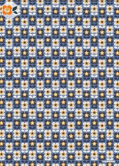 Geschenkpapier Retroblumen auf Blau (Jubiläum)