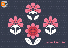 Postkarte Liebe Grüße, Palmette-Blüten
