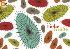 Postkarte Liebe Grüße, 60er Kreise