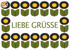 Postkarte Liebe Grüße, Retro Tull