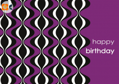 Postkarte Happy Birthday, 70er Welle