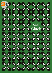 Postkarte Viel Glück, 70er Retroklee