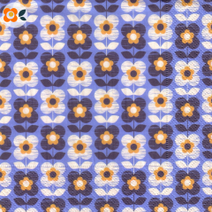 Lunchservietten Retro-Blumen auf Blau