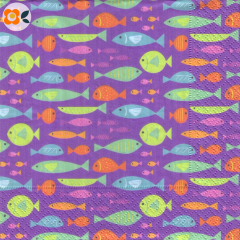 Lunchservietten Bunte Fische auf Lila