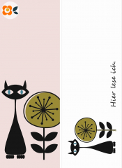 Lesezeichen Retro-Blumenkatze