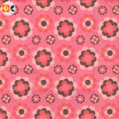 Lunchservietten 70er Retroblüten auf Rosa