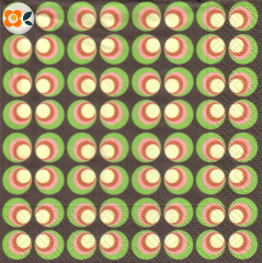 Lunchservietten Retro-Spots auf Dunkelgrün