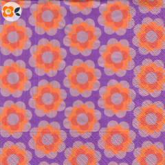 Lunchservietten Retro-Blüten auf Lila