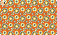 Frühstücksbrettchen Retroblüten auf Orange