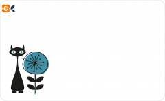 Frühstücksbrettchen Retro-Blumenkatze blau