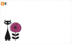 Frühstücksbrettchen Retro-Blumenkatze pink
