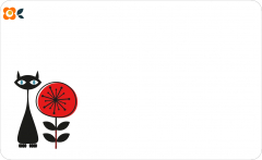 Frühstücksbrettchen Retro-Blumenkatze rot