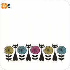 Glasuntersetzer Retro-Blumenkatzen