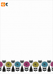 Notizblock Retro Blumenkatzen blanko